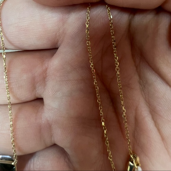 Amazing Purple Green Tourmaline With A Diamond In Solid 14k Yellow Gold 18" - Picture 5 of 9